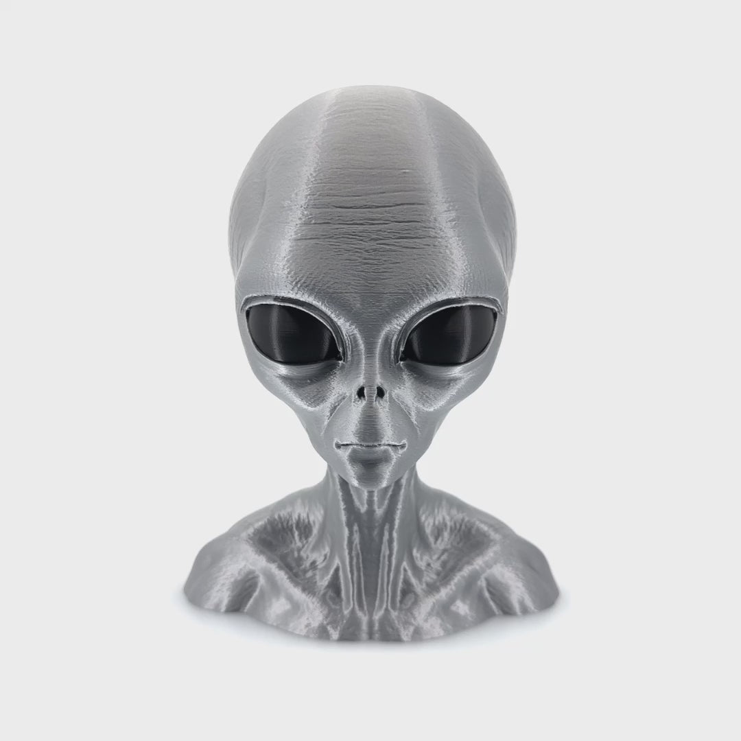 Grey Alien Head Bust – Intricate 3D Printed Sci-Fi Decor
