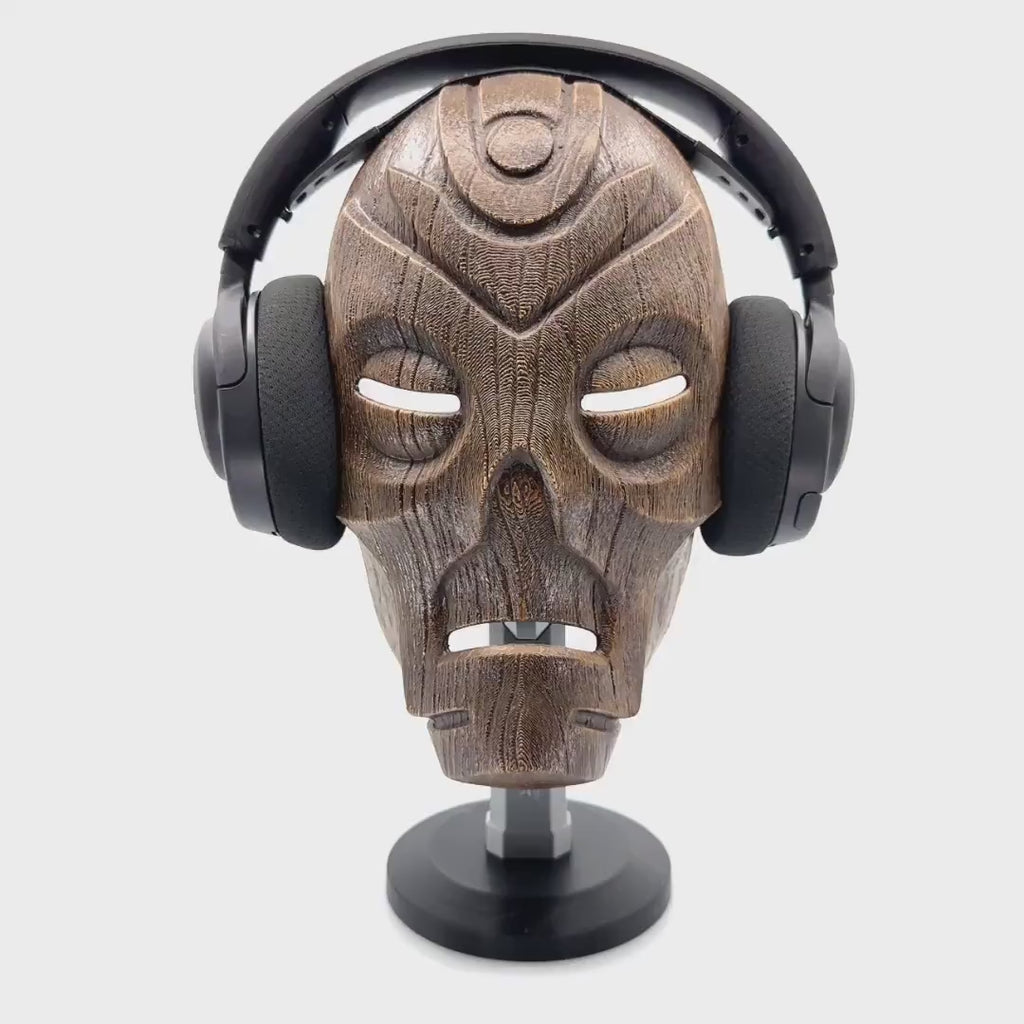 Skyrim Dragon Priest Wooden Mask Headphone Stand and Headset Holder | 3D Printed Gaming Accessory | Unique Gaming Desk Decor - FREE SHIPPING