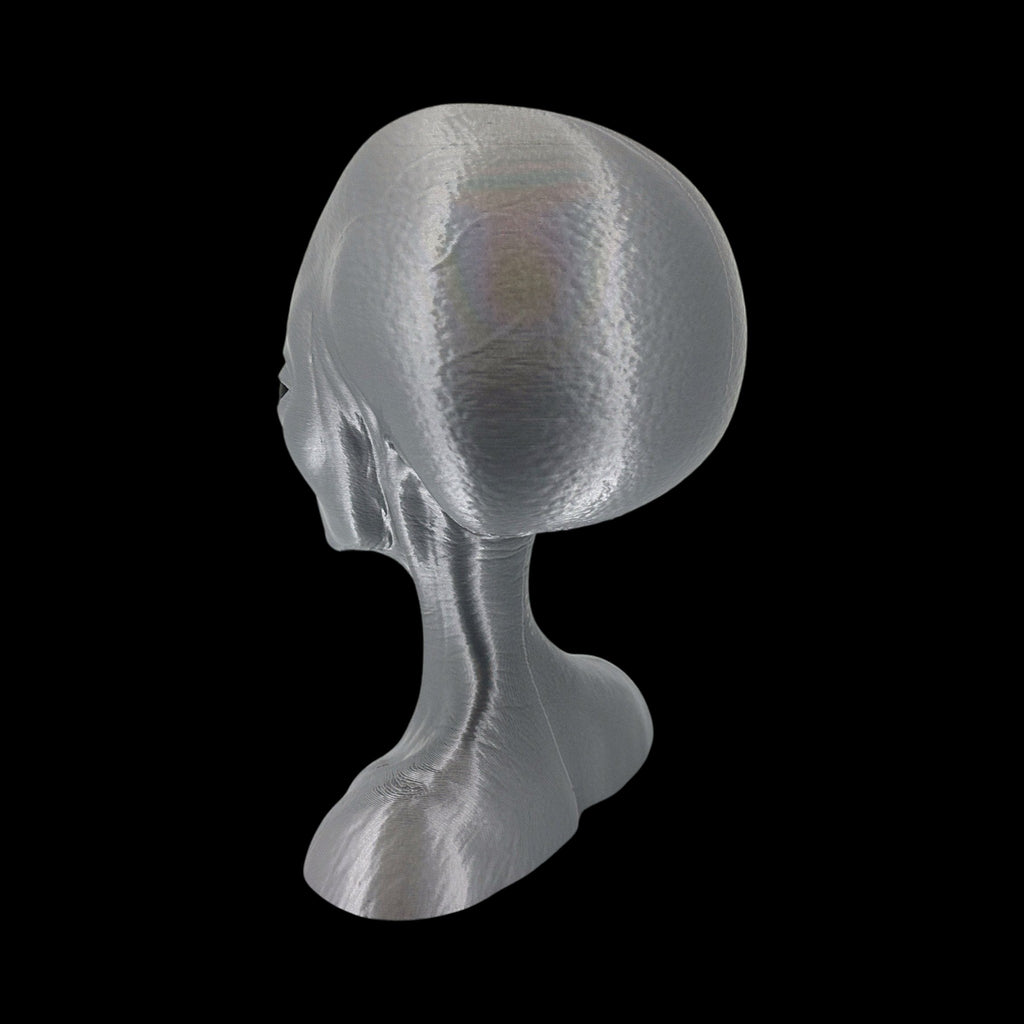 Roswell Grey Alien Bust – 4"–12" — view 5, 3D printed replica on black background
