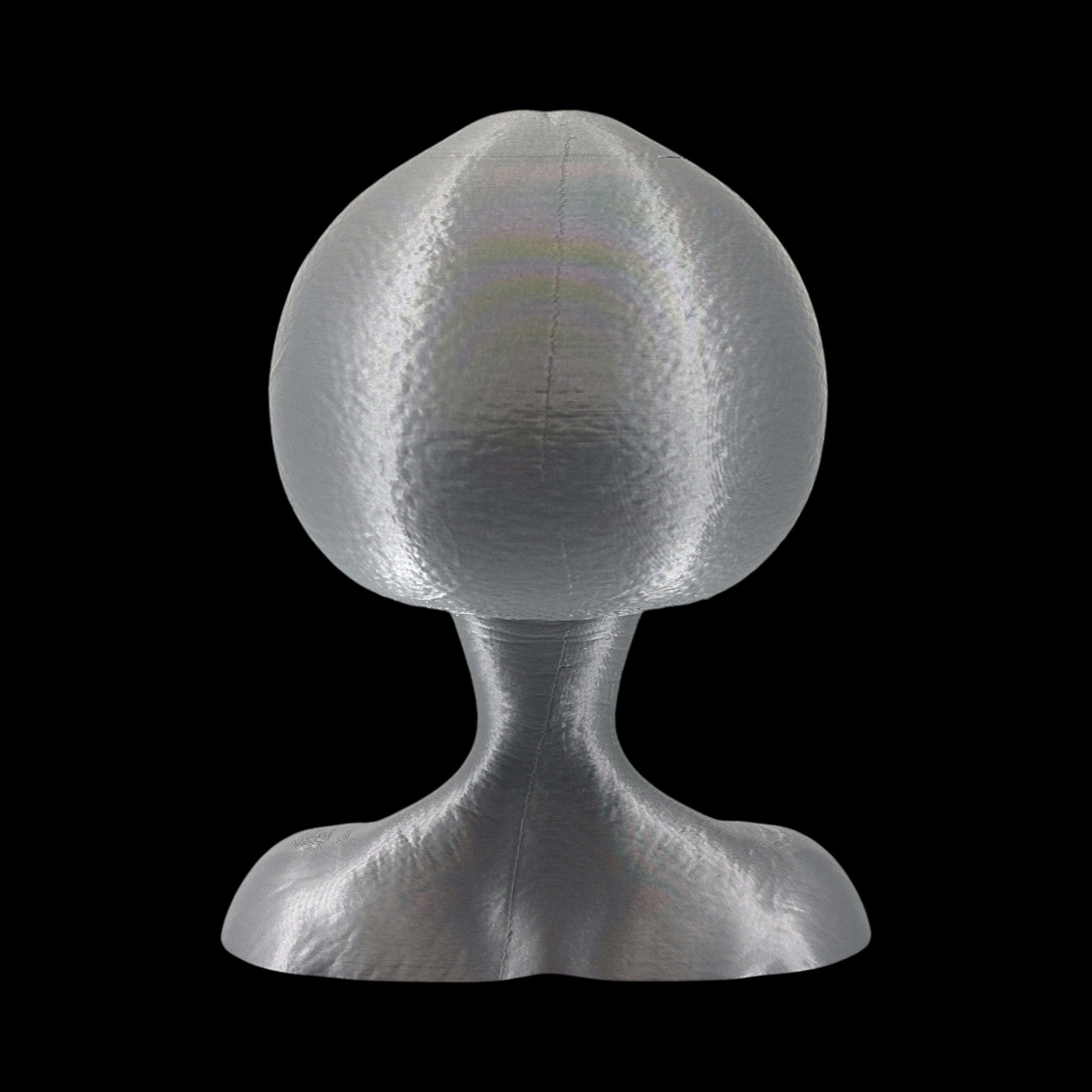 Roswell Grey Alien Bust – 4"–12" — view 6, 3D printed replica on black background