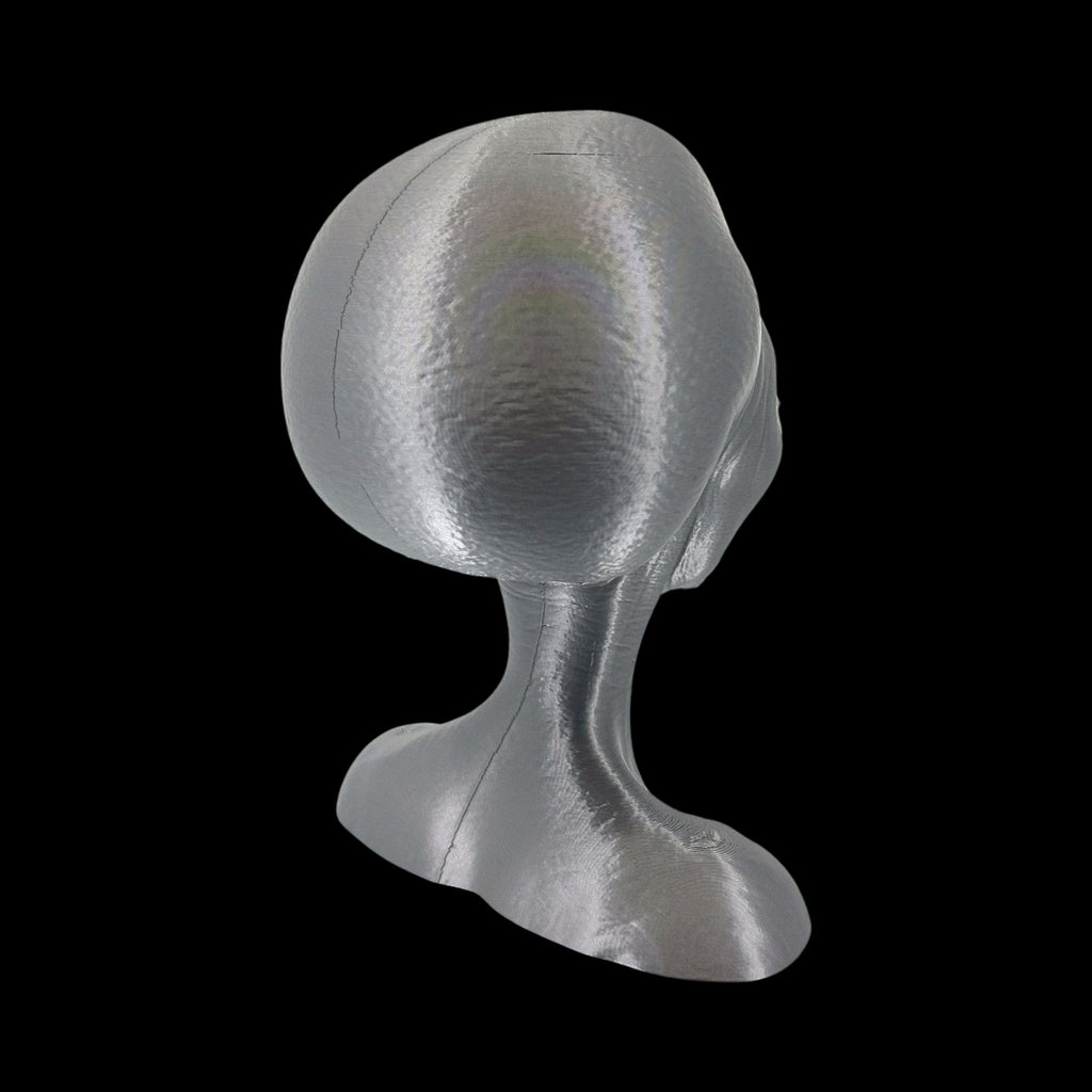 Roswell Grey Alien Bust – 4"–12" — view 7, 3D printed replica on black background