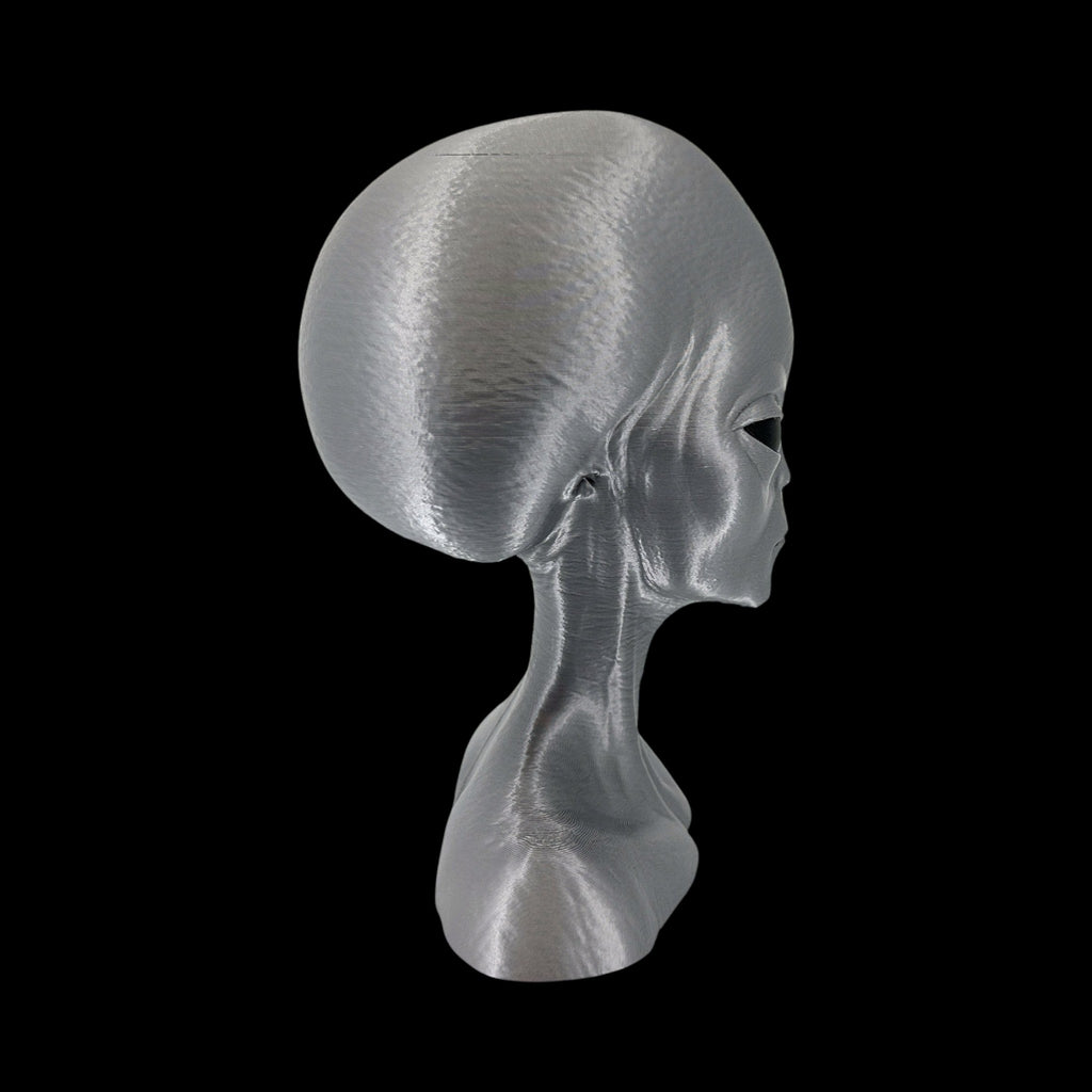 Roswell Grey Alien Bust – 4"–12" — view 8, 3D printed replica on black background