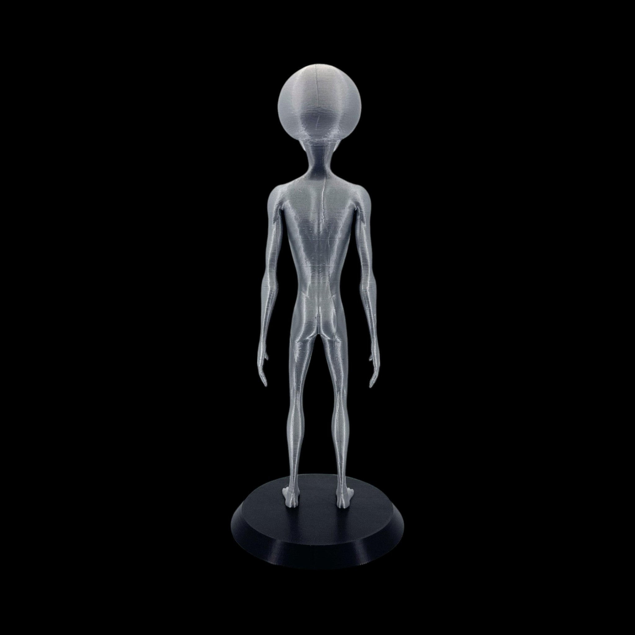 Roswell Grey Alien Figurine – 10"–12" — view 6, 3D printed replica on black background