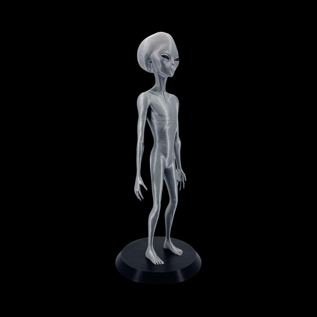Roswell Grey Alien Figurine – 10"–12" — view 9, 3D printed replica on black background