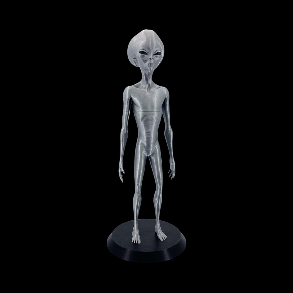 Roswell Grey Alien Figurine – 10"–12" — view 11, 3D printed replica on black background
