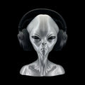 Roswell Grey Alien Headphone Stand 12 Inch - 3D Printed by UFODesigns3D