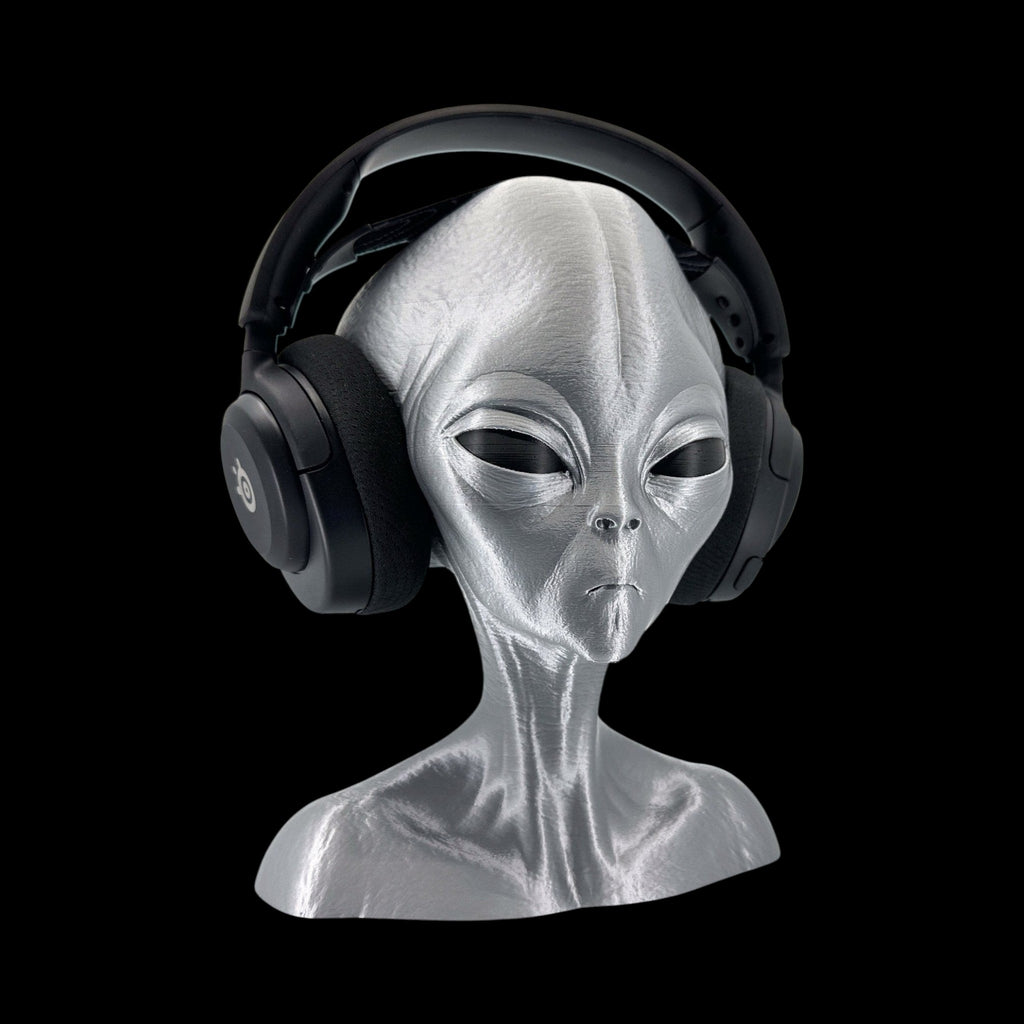 Roswell Grey Alien Headphone Stand – 12" — view 9, 3D printed replica on black background
