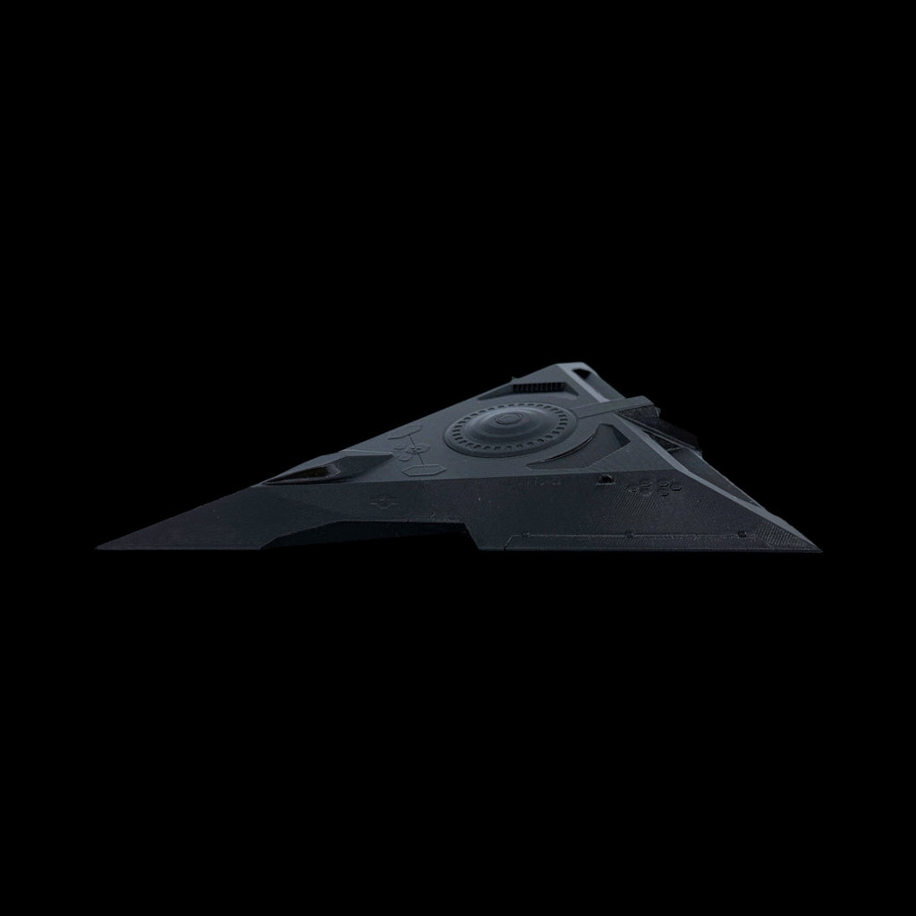 TR-3B Black Manta Stealth Triangle – 6"–12" — view 2, 3D printed replica on black background