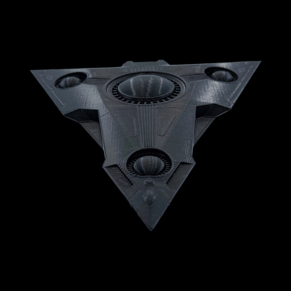 TR-3B Black Manta Stealth Triangle – 6"–12" — view 7, 3D printed replica on black background