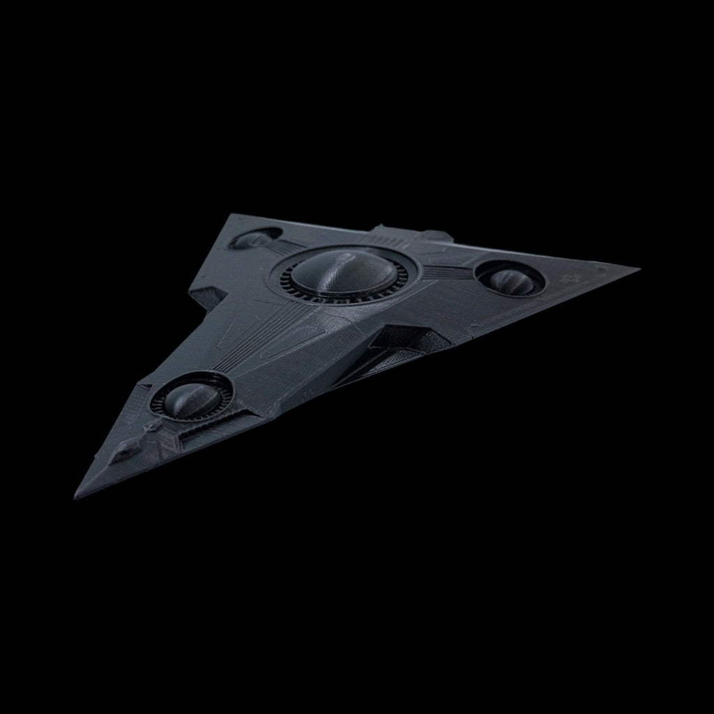 TR-3B Black Manta Stealth Triangle – 6"–12" — view 8, 3D printed replica on black background