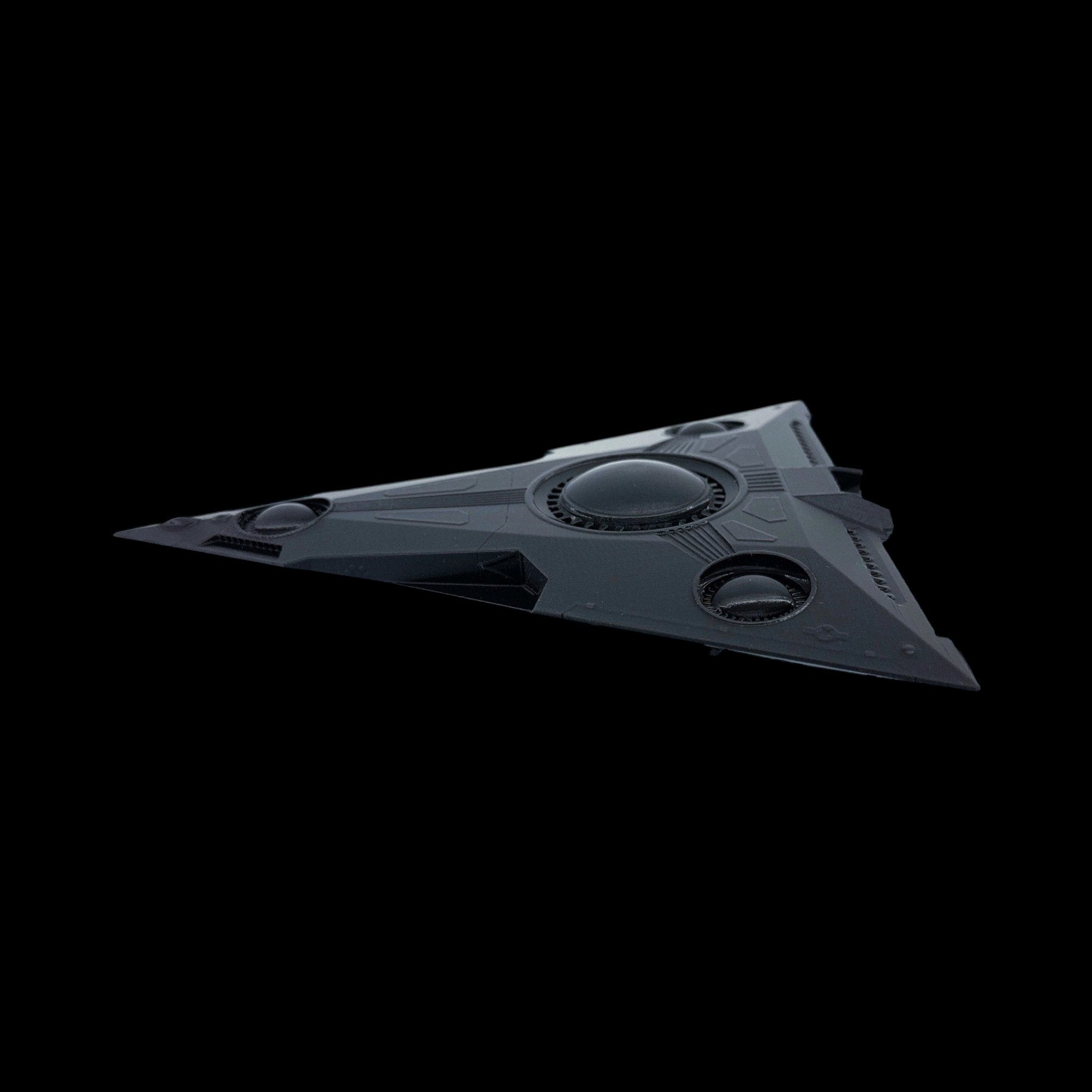 TR-3B Black Manta Stealth Triangle – 6"–12" — view 9, 3D printed replica on black background