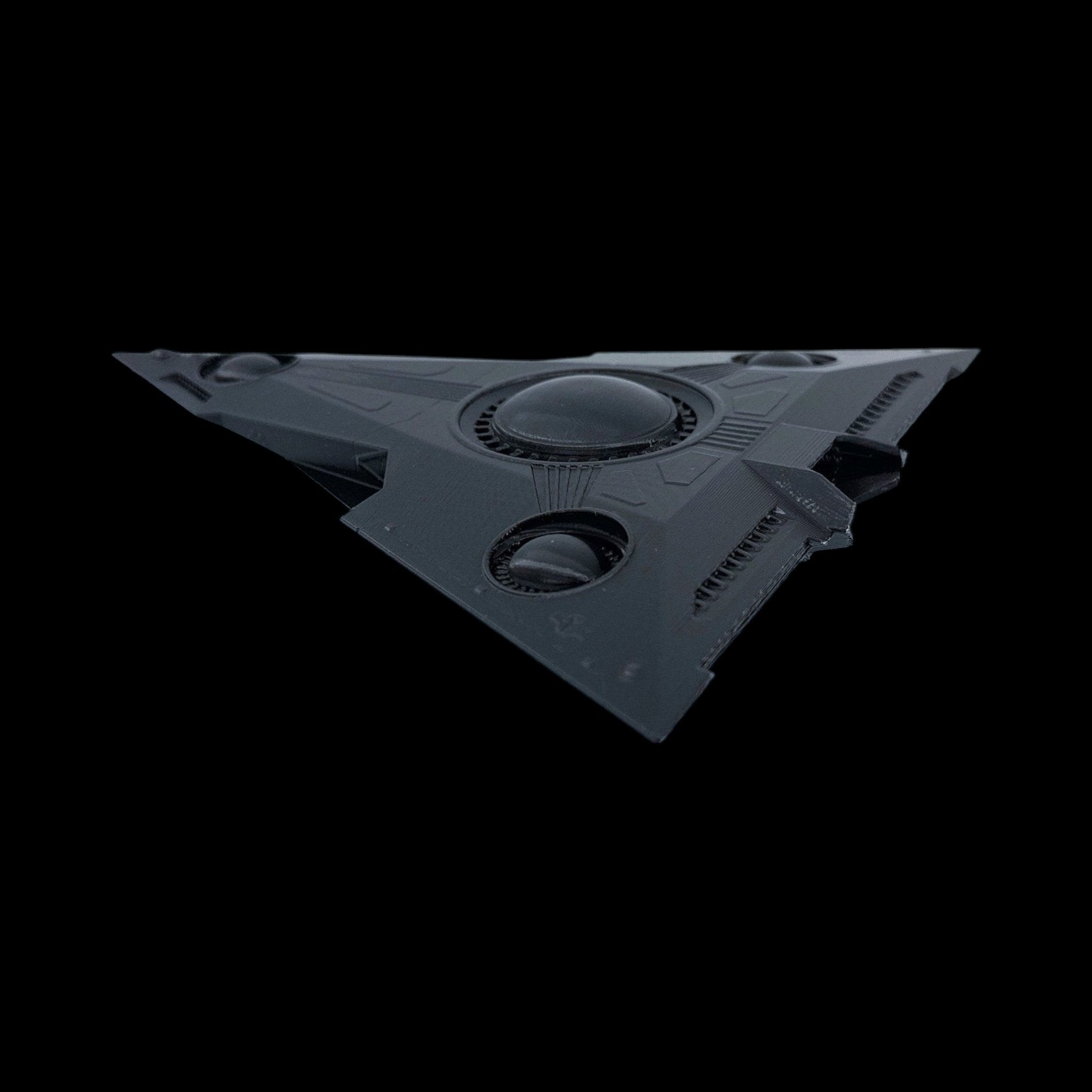 TR-3B Black Manta Stealth Triangle – 6"–12" — view 10, 3D printed replica on black background
