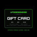 UFODesigns3D digital gift card, $25 to $100, delivered by email