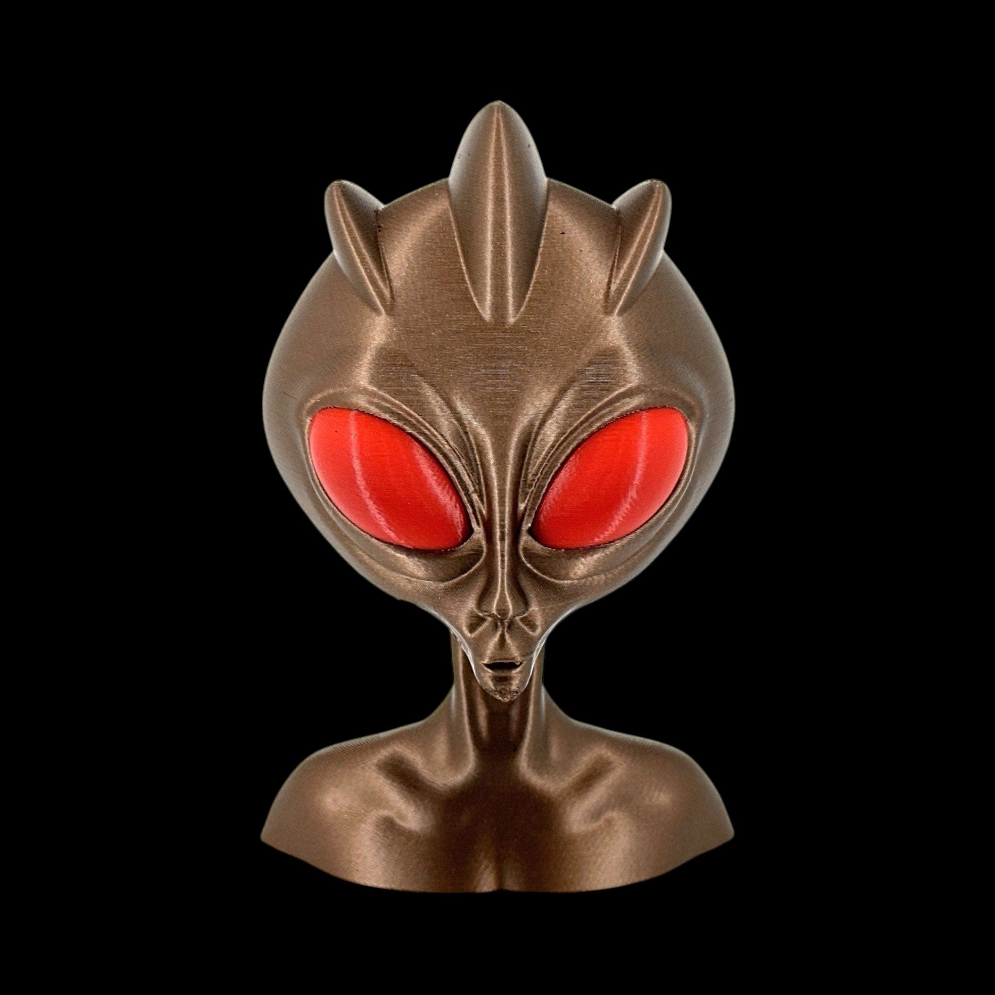 Varginha Alien Head Bust – 4"–10" — view 2, 3D printed replica on black background