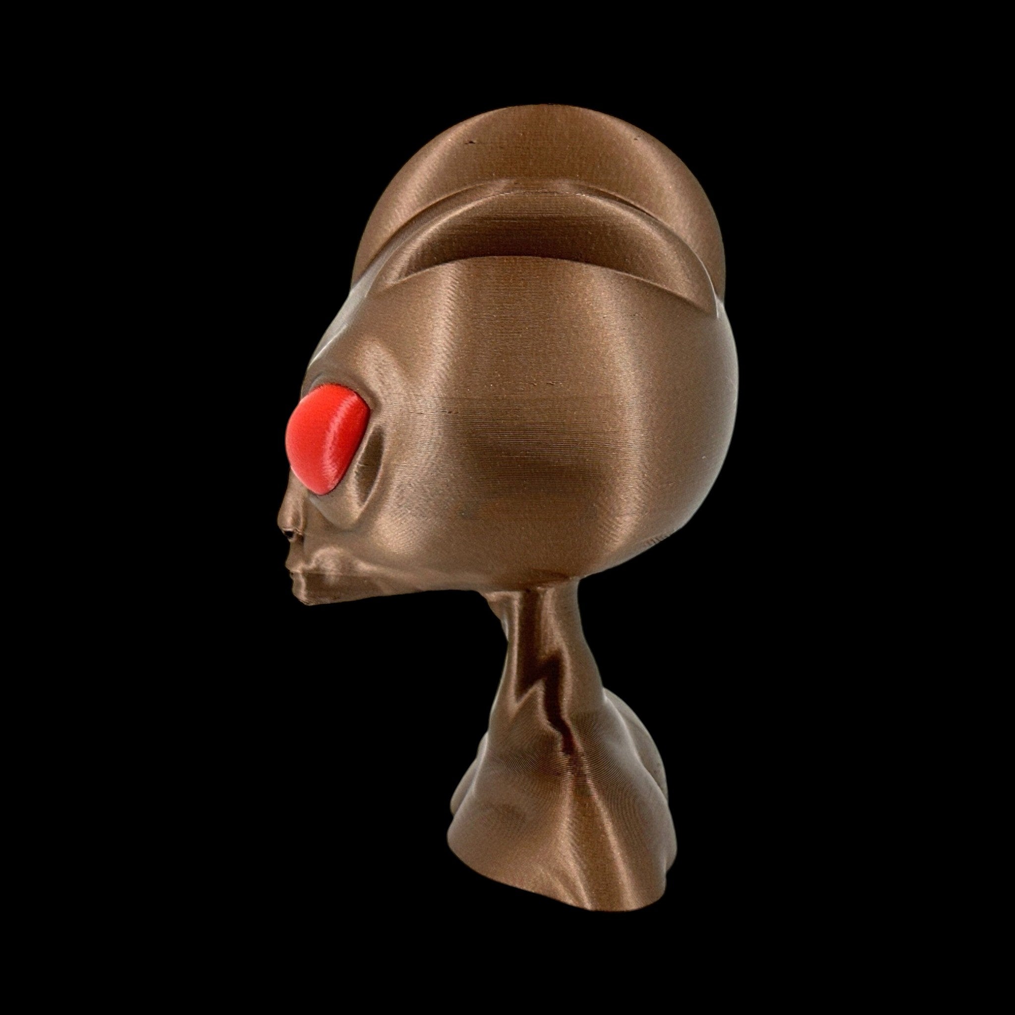 Varginha Alien Head Bust – 4"–10" — view 5, 3D printed replica on black background