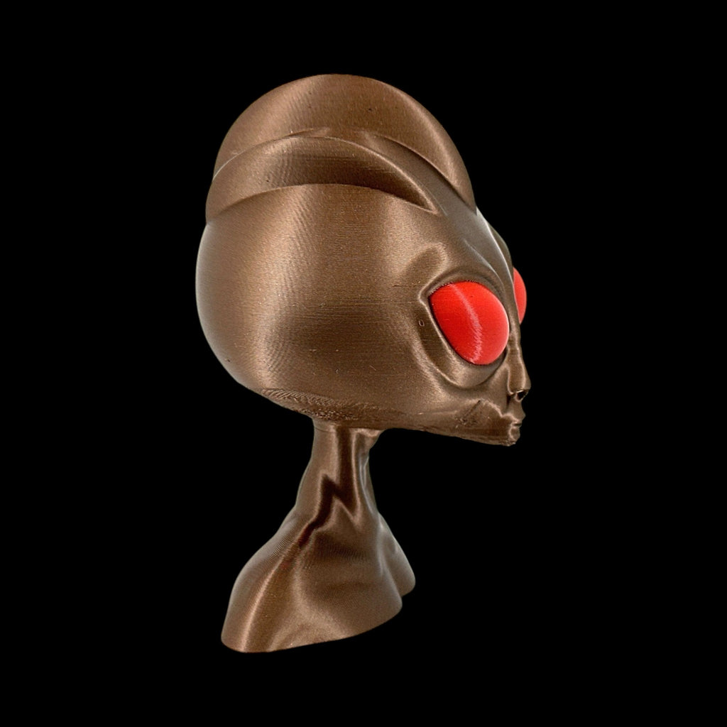 Varginha Alien Head Bust – 4"–10" — view 9, 3D printed replica on black background