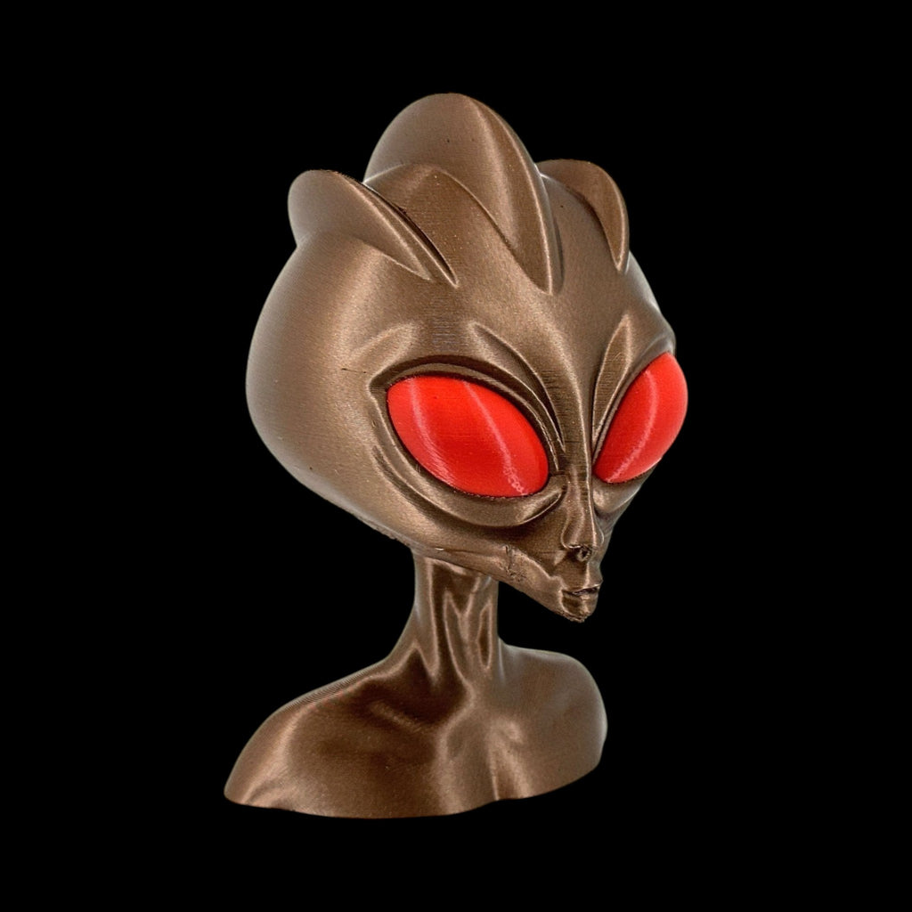 Varginha Alien Head Bust – 4"–10" — view 10, 3D printed replica on black background