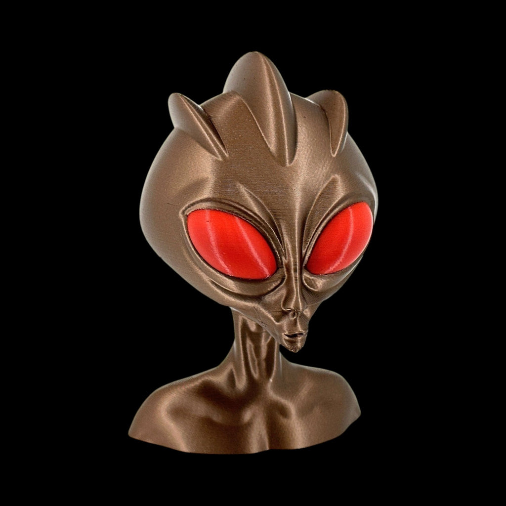 Varginha Alien Head Bust – 4"–10" — view 11, 3D printed replica on black background