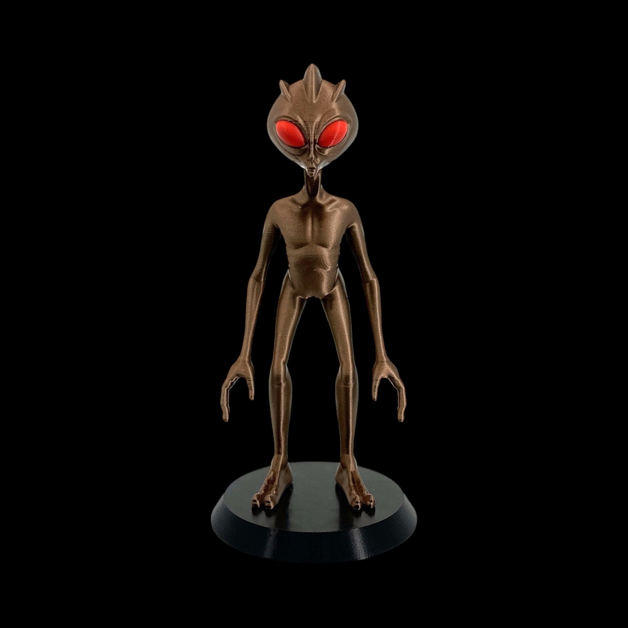 Varginha Alien Figurine – 10" — view 3, 3D printed replica on black background